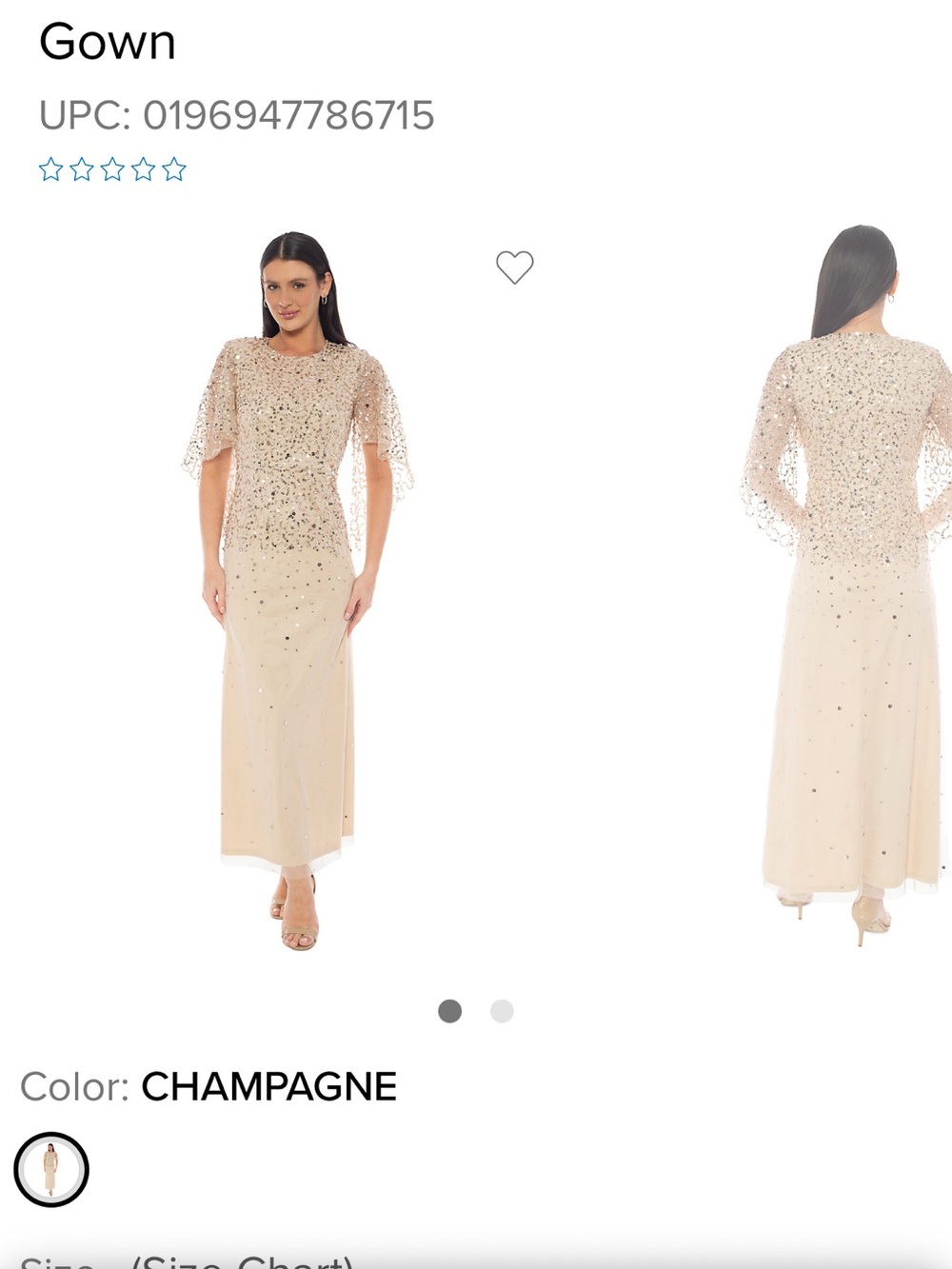 Oleg Cassini Champagne Sequin Maxi Gown